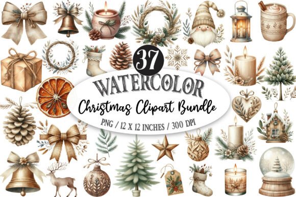 Download Neutral Rustic Christmas Clipart Bundle - Premium Bundle