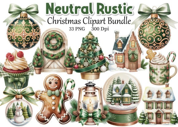 Download Neutral Rustic Christmas Clipart Bundle - Premium Resources